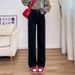 Women's Slim Fit Loose Jeans 2025 High Waist New Slimming Straight Casual Wide Leg Pants_ecoleips.com