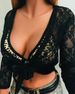 Elegant Lace Summer Cardigan - Slim Fit V-Neck Cover-Up With 3/4 Sleeves, Lightweight & Breathable For Women_ecoleips.com