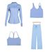 Women's Clothing Women's Slim Fit Stand Collar Jacket Y Shaped Vest U Shaped Vest Straight Leg Pants Four Piece Set Elastic Sportswear_ecoleips.com
