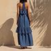 2026 Cross-Border European And American Spring/Summer Elegant Bohemian Style Halter Neck Tie Ruffle Sleeveless Faux_ecoleips.com
