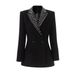 Women's Embellished Blazer With Crystal & Bead Details - Elegant Dinner Jacket & Office Wear For Formal & Professional Occasions_ecoleips.com
