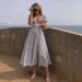 2024 Summer European American Women's Fashion Square Neck Puff Sleeve French Floral Dress With Fishbone Hem For Vacation_ecoleips.com