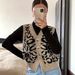 V-Neck Leopard Print Cardigan Knit Sleeveless Duster (Polyester Open-Front Cover-Up, Streetwear Inspired)_ecoleips.com