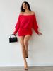 Women's Off-Shoulder Bodycon Skirt Sexy Fashionable Solid Color Short Skirt Long Sleeved Dress For Autumn Winter_ecoleips.com
