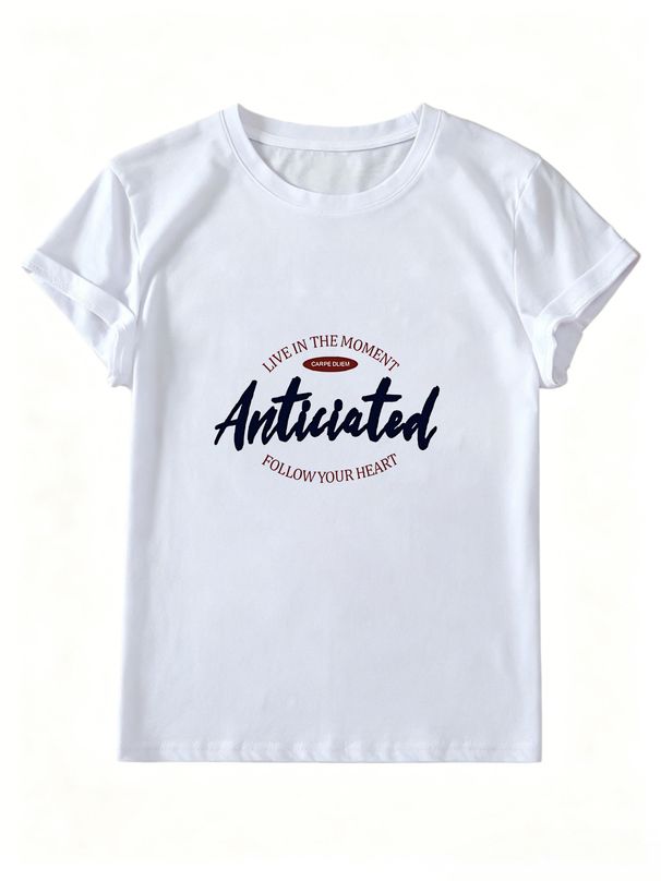 Women Vintage Anticipated Cursive Letter Slogan Graphic T Shirt Round Neck Short Sleeve Loose Casual Summer Tops_ecoleips.com