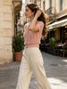 Thin Openwork Knit Cardi, Textured Pearl Button Top_ecoleips.com