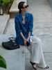 Premium Tencel Linen Sunscreen Long Sleeve Shirt Slack Versatile Cardigan Jacket Thin Loose Blue Shirt_ecoleips.com