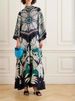 Summer Printed Three-Quarter Sleeve Stand-Up Collar Dress_ecoleips.com