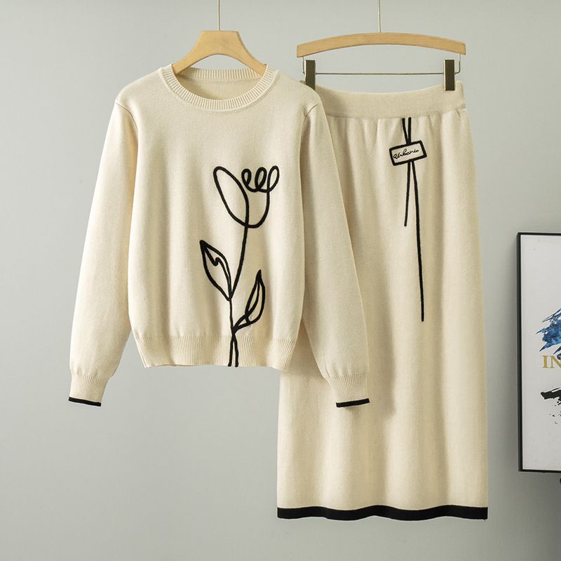 Women’s Clothing gentle style knitted suit new women's spring sweater skirt dress two piece suit_ecoleips.com