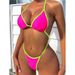 Cikini Summer Beach Women's Contrast Trim Halterneck One-Piece Swimsuit Sexy Swimwear Bathing Suit_ecoleips.com