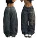 American Retro Trendy High Street Wide-leg Jeans With Advanced Embroidery And Prints, Washed, Loose-fitting, Versatile_ecoleips.com