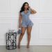 Trendy High-Waisted Denim Jumpsuit With Zipper Detail - Stretchy & Sexy Bubble Shorts For Women Stretchy & Breathable Fabric_ecoleips.com