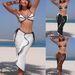 Women's Clothing Solid Color Fashionable Sexy 3-Piece Bikini Set With Cover-Up Dress – Adjustable Triangle Top & High-Waisted Bottom (UPF 50+)_ecoleips.com