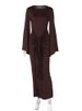 Mozision Long Sleeve Draped Ruched Sexy Maxi Dress Women Autumn Winter O Neck High Waist Bodycon Club Party Long Dress Elegant_ecoleips.com