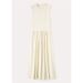 2025 Spring Casual Cotton Two-Color Waist Cinched A-Line Flared Skirt Mid Length Sleeveless Women's Dress_ecoleips.com