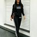 Women's Plaid Print Sweatshirt And Sweatpants Set Letter Print Drawstring Hooded Long Sleeve Loose Fit Cross Border Style_ecoleips.com