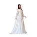 New Arrival Lantern Sleeve Pearlescent Yarn White Wedding Dress Round Neck Long Sleeve Formal Evening Party Dress_ecoleips.com