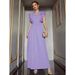 Women's Spring/Summer New Solid Color V-Neck Fly-Sleeve Dress_ecoleips.com