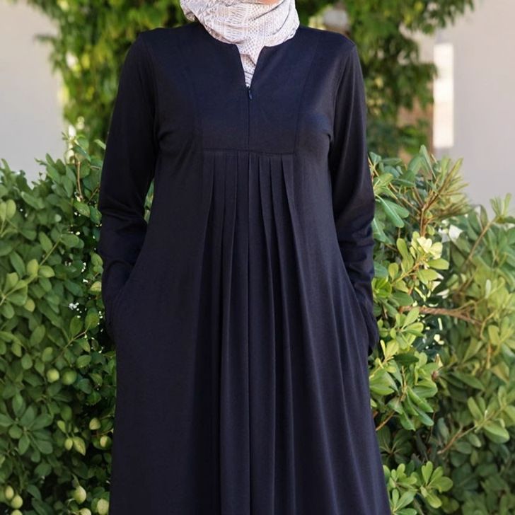 2025 Spring And Autumn Invisible Zipper Pleated Fashion Long Skirt Muslim Robe_ecoleips.com