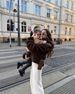 Faux Fur Coat Women’s Short Jacket – Vegan Eco-Friendly Collared Coat, Brown, S/M/L_ecoleips.com