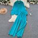 Vintage-Inspired Two-Piece Set - Lace Trim Blouse & High-Waisted Wide-Leg Pants_ecoleips.com