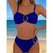 Women's Clothing Women's Swimsuit Sexy Solid Color Underwire Bikini Set Fashionable Quick-Dry Polyester, Modest Coverage_ecoleips.com