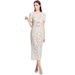 Women's Elegant Beaded Lace Two-Piece Dress - Slim Waist Suspender Outfit With Hollow Detailing (Single-Breasted Design)_ecoleips.com