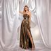 Women's Halter Neck Dress Sexy Evening Gown Split Sleeveless Gold Backless 8110_ecoleips.com