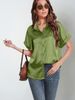 Verve 2025 Satin Short Sleeve Button Down Shirt Casual Loose Top For Women_ecoleips.com