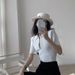 Women's Clothing White T-Shirt For Women New Style Slim Fit Unique Design Versatile Top Short Sleeve Polo Shirt Knitwear Summer_ecoleips.com