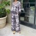Women's Clothing V Neck Printed Long Sleeve Pocket Casual Suit Two Piece Set_ecoleips.com