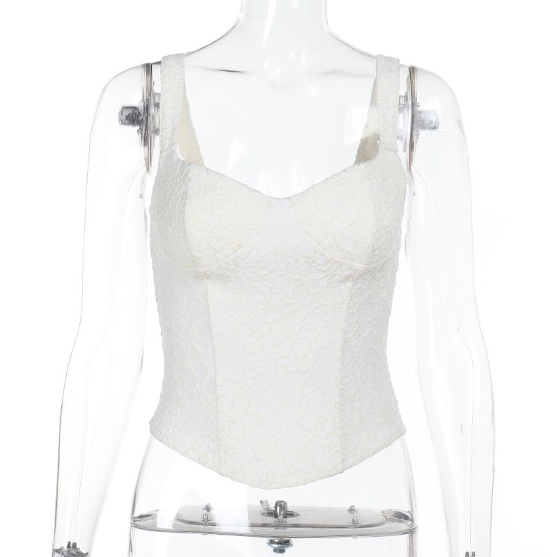 Illya New Lace Waist-Cinching Fishbone Top Summer Pure Desire Elegant Sexy Strapless Women WQ25061_ecoleips.com