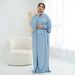 Voya Women's Hooded Abaya Dress - Polka Dot Print Kaftan With Tassel Details - Modest Islamic Wear, Loose Fit Long Sleeve Maxi Dress For Summer_ecoleips.com