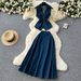 Women's Clothing Age Reducing Suit For Women In Summer, Light Mature Style, Pleated Waist, Lapel Sleeveless Denim Top + High Waist Skirt_ecoleips.com