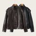 Oversized PU Leather Jacket For Women Streetwear Essential With Drop Shoulder & Zip Details (S-L, Matte Black/Chestnut, Unisex Street Style)_ecoleips.com