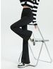 Women's High-Waisted Flared Pants – Winter Fleece-Lined Stretchy Bootcut Pants With Ultra-Drape Fabric (Black/Grey, Regular & Long Length)_ecoleips.com