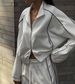 Women's Solid Color Casual Suit Long Sleeve Double Zipper Short Cardigan Lace up Sweatpants Two Piece Set European American Style_ecoleips.com