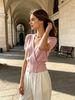 Loose Ribbed Soft Breathable V Neck Knit Top_ecoleips.com