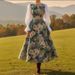 Retro Casual Women's Clothing Casual V Neck Long Sleeve Dress Printed Style For Vacation Outfit_ecoleips.com