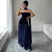 Elegant Strapless Bodycon Dress – Stretchy Midi-Length Formal Dress In Navy Blue (S-XL, Office To Evening Wear, Side Slit Detail)_ecoleips.com