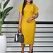 Women's Clothing New Short Sleeved Round Neck Fashionable Temperament Elegant Hip Wrapped Large Size Dress_ecoleips.com