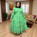 Women's Clothing Fashion Retro Lace Stitching Stand Collar Lantern Sleeve Big Swing Dress_ecoleips.com