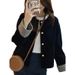 2026 Autumn New High-End Elegant Vintage Plaid Patchwork Jacket Navy Corduroy Coat For Women Spring_ecoleips.com