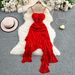Elegant French Style Slip Dress with Padded Bra Starry Sky Shimmering Sequins Slim Fit Irregular Design Women's New Style Dress_ecoleips.com