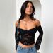 Pure Desire Hot Girl Style Off-Shoulder Fashion Long Sleeve Sexy Lace Hollow Out Top_ecoleips.com