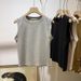 Classic Versatile Stretchy Slim-fit Short Round-neck Sleeveless Women's T-shirt, Stylish And Fashionable Tank Top_ecoleips.com