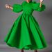 Plus Size Women's Clothing European And American Loose Fashion Solid Color Big Hem Puff Sleeve Midi African Dress_ecoleips.com