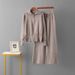 Elegant Knitted Two Piece Set for Women Double Zipper Lapel Sweater Loose Casual Long Sleeved Top Wide Leg Pants_ecoleips.com