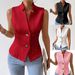 Women's Clothing Women's Clothing New Commuter V Neck Button Sleeveless Vest Vest Jacket Tops For Women_ecoleips.com