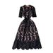 Women's Clothing Water Soluble Lace Hollow Quality Medium Length Dress Holiday Dress_ecoleips.com
